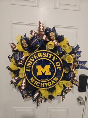 University of Michigan Blue & Yellow Wreath Football